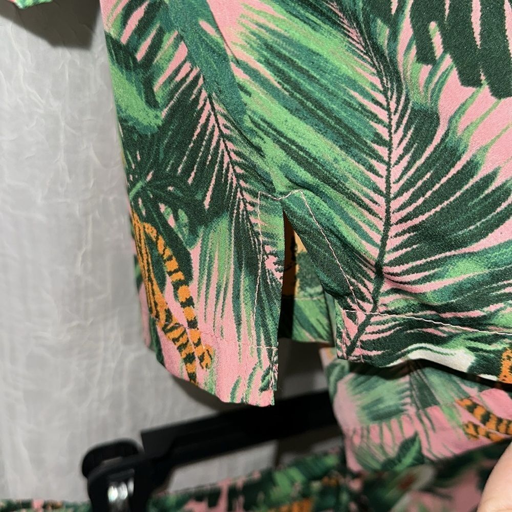 Cynthia Rowley M-L Green Orange Tropical Jungle Tiger Cropped Top & Short PJ Set - Picture 12 of 16